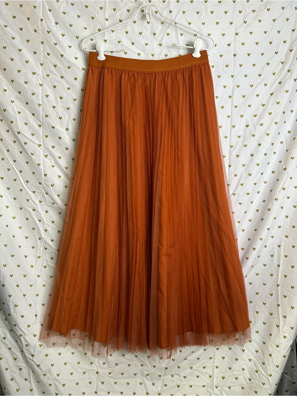 Flowy Tulle Maxi Skirt in Rust Orange